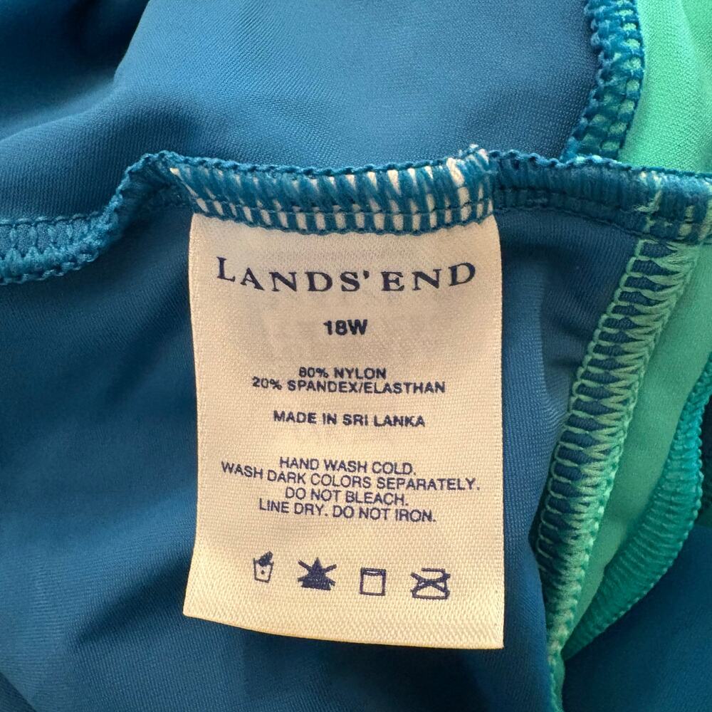 Lands’ End Plus Size Tankini Set 18W 20W Blue Aqua Molded Cup Swim Top Bottom - Picture 3 of 14